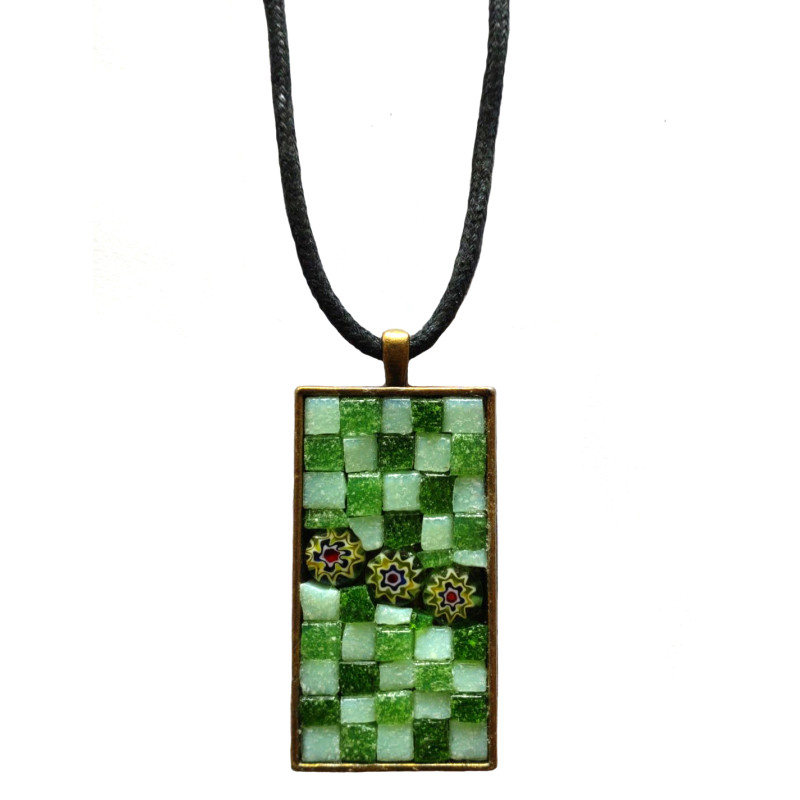 Дамско колие мозайка Green Millefiori